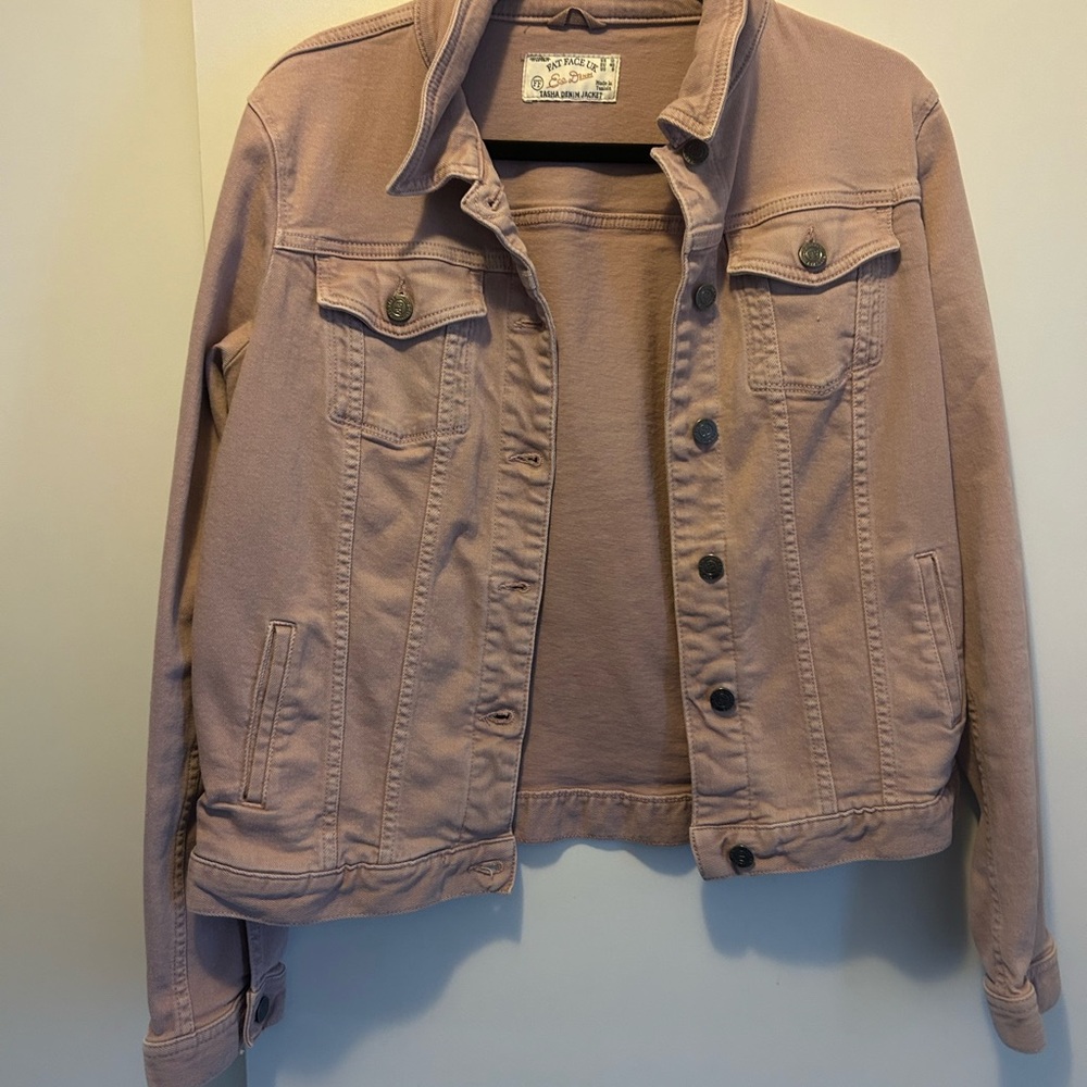 Fat Face Eco Denim Jacket in Pastel Pink